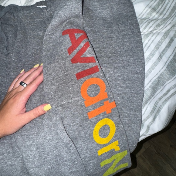 Aviator Nation Women’s Grey Joggers with Rainbow Logo - Picture 4 of 5